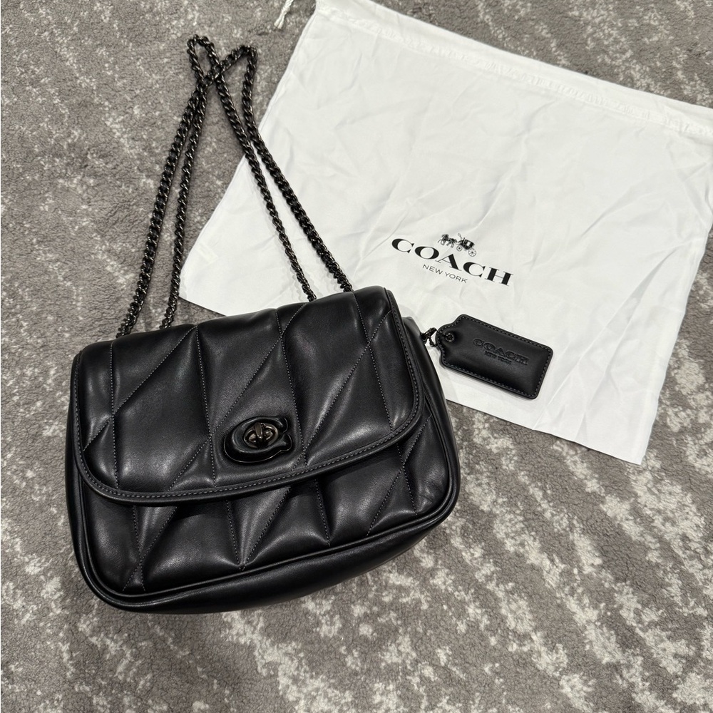 Coach Black Quilted Pillow Madison Leather Shoulder Bag. Standard size